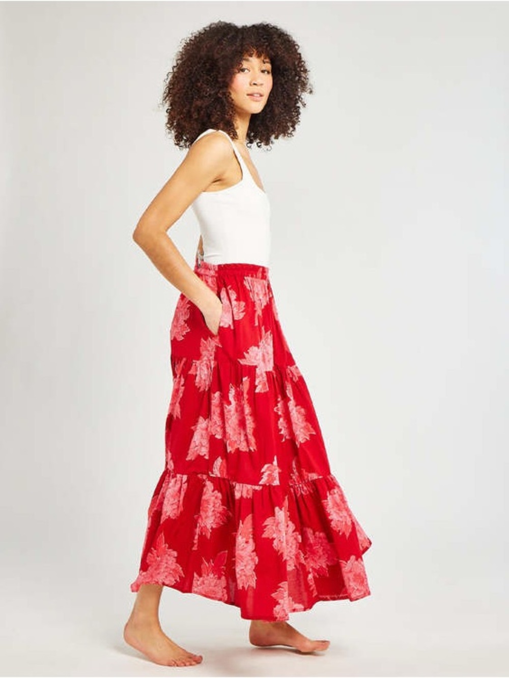 Anthropologie Mille Crimson Floral Maxi skirt XXS EUC $188